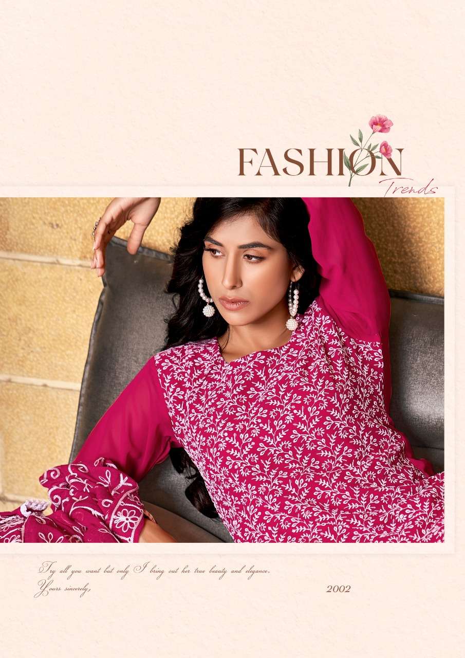 Parra Studio- Zoya Vol 2-fabric-georgette-kurti-shifali Work -inner-satin-fabric-embroidery-work-lace-pant-nazmin-chain Work-dupatta -2002-C
